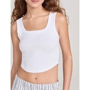 Madewell The Tailored Y2K Crop Tank in white Medium A003337